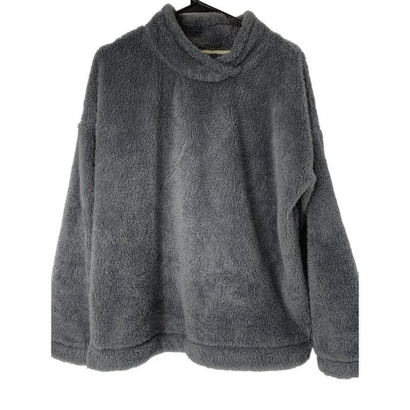 Women’s Jane and Bleecker Cozy Plush Top Size Large Gray Relaxed 5065 Boxy - Picture 1 of 8